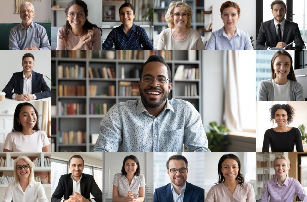 A gallery mosaic of a diverse group of professional people